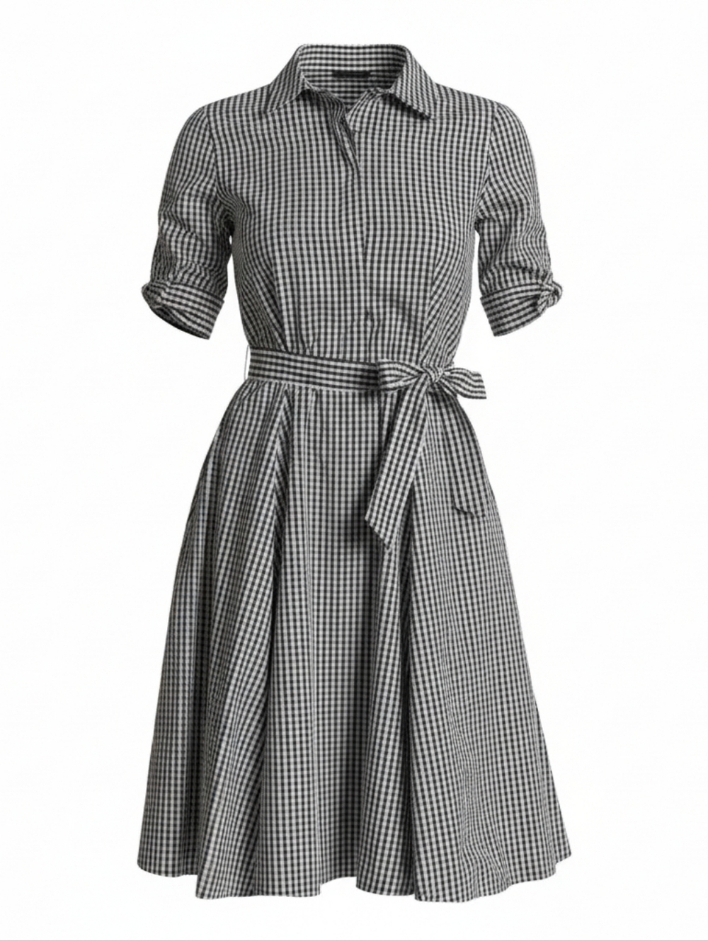 Calvin Klein Gingham Shirt Dress Size 2 | Navy BlueCheckered Cotton Dress